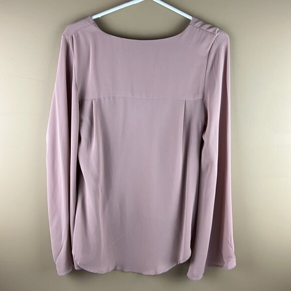 Olivaceous Dusty Rose Crossover Long Sleeved Blouse with  Flared Sleeves - Picture 3 of 11